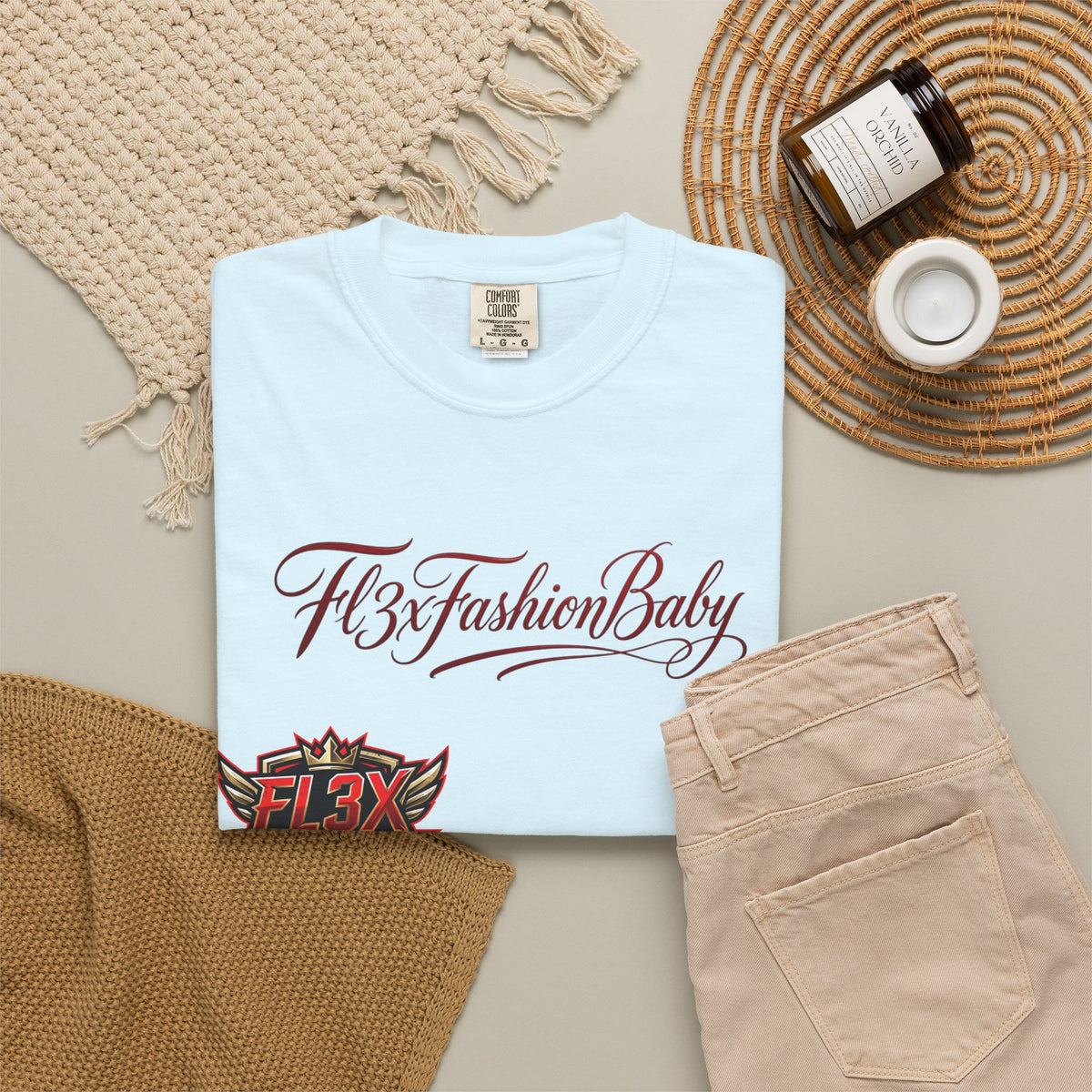 Artistic Floral Portrait T-Shirt — 'Fl3xFashionBaby' Graphic Tee