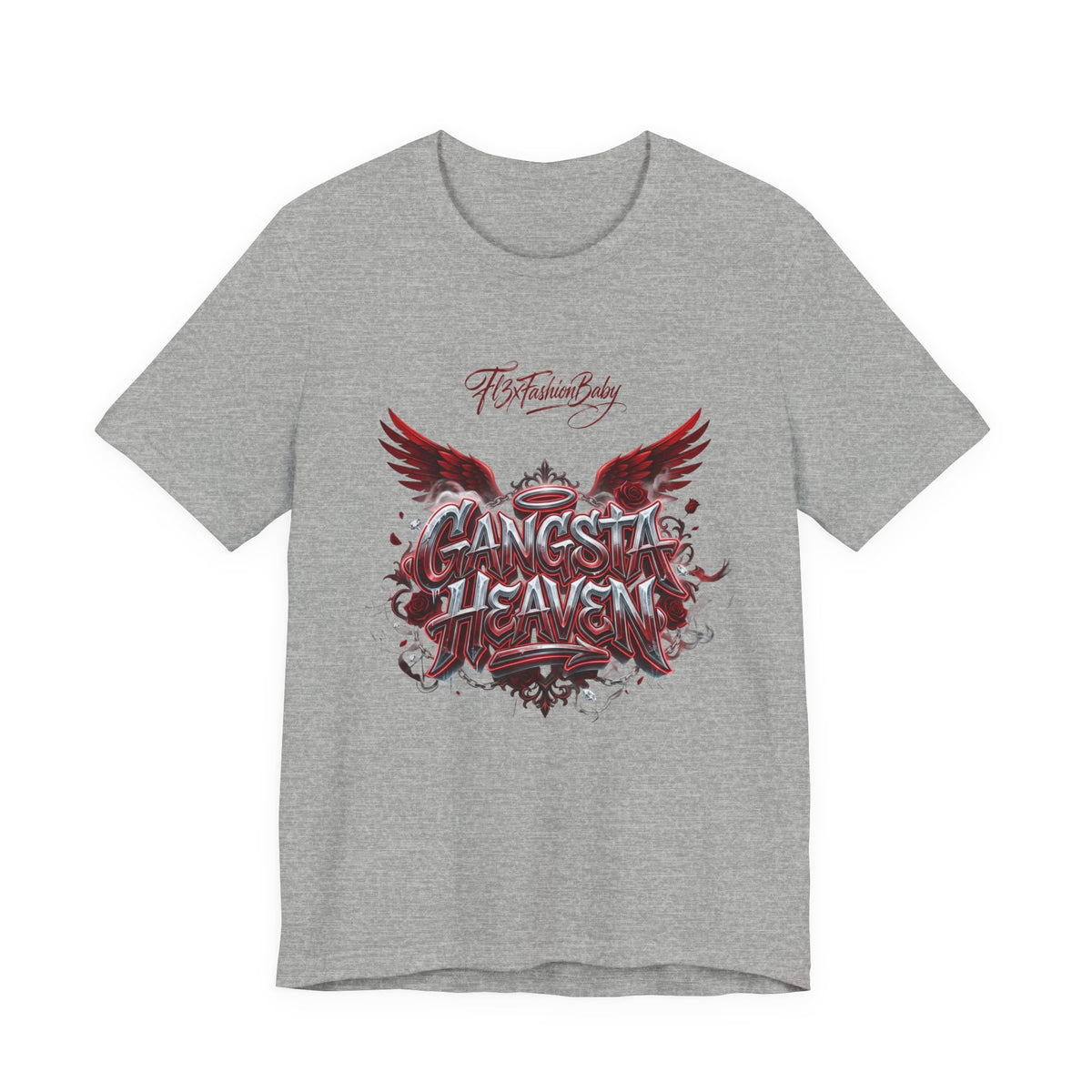 Gangsta Heaven Graphic Tee — Urban Winged Script T-Shirt
