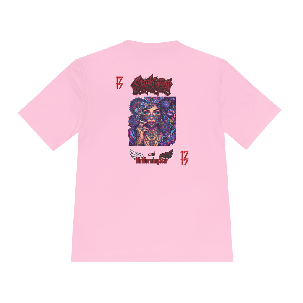 Psychedelic Woman Graphic Tee — Retro Cosmic Portrait Moisture‑Wicking Shirt