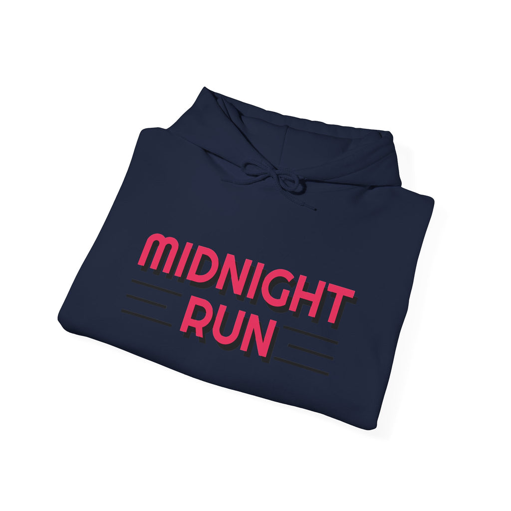 Midnight Run Hoodie — Retro Pink & Black Typography Pullover
