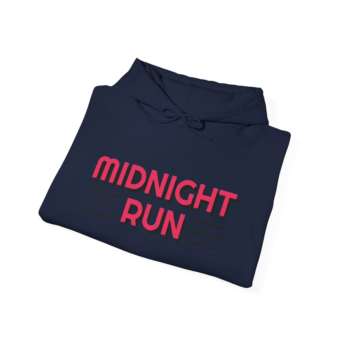 Midnight Run Hoodie — Retro Pink & Black Typography Pullover