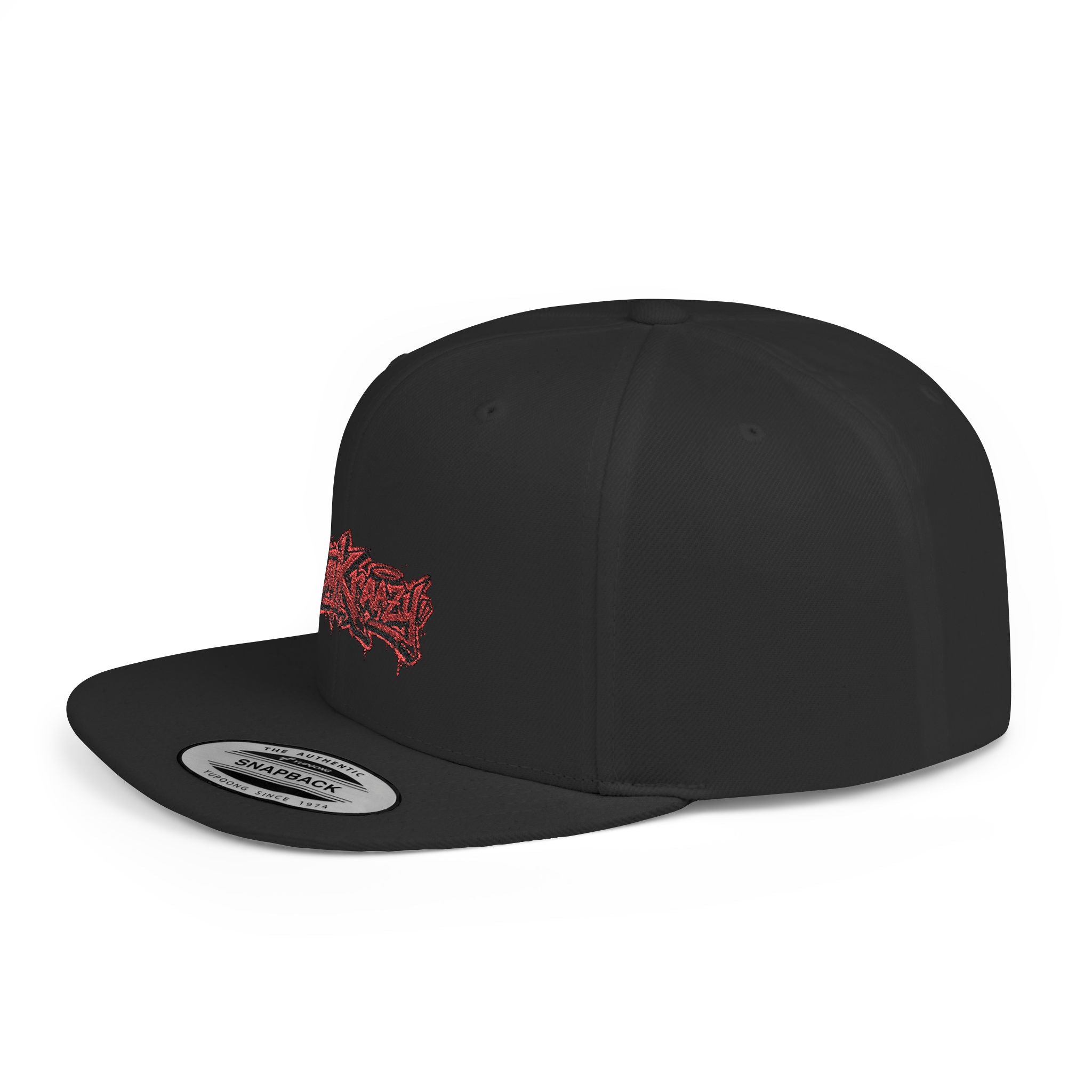 Snapback Hat — Red Graffiti Logo Flat Bill Cap
