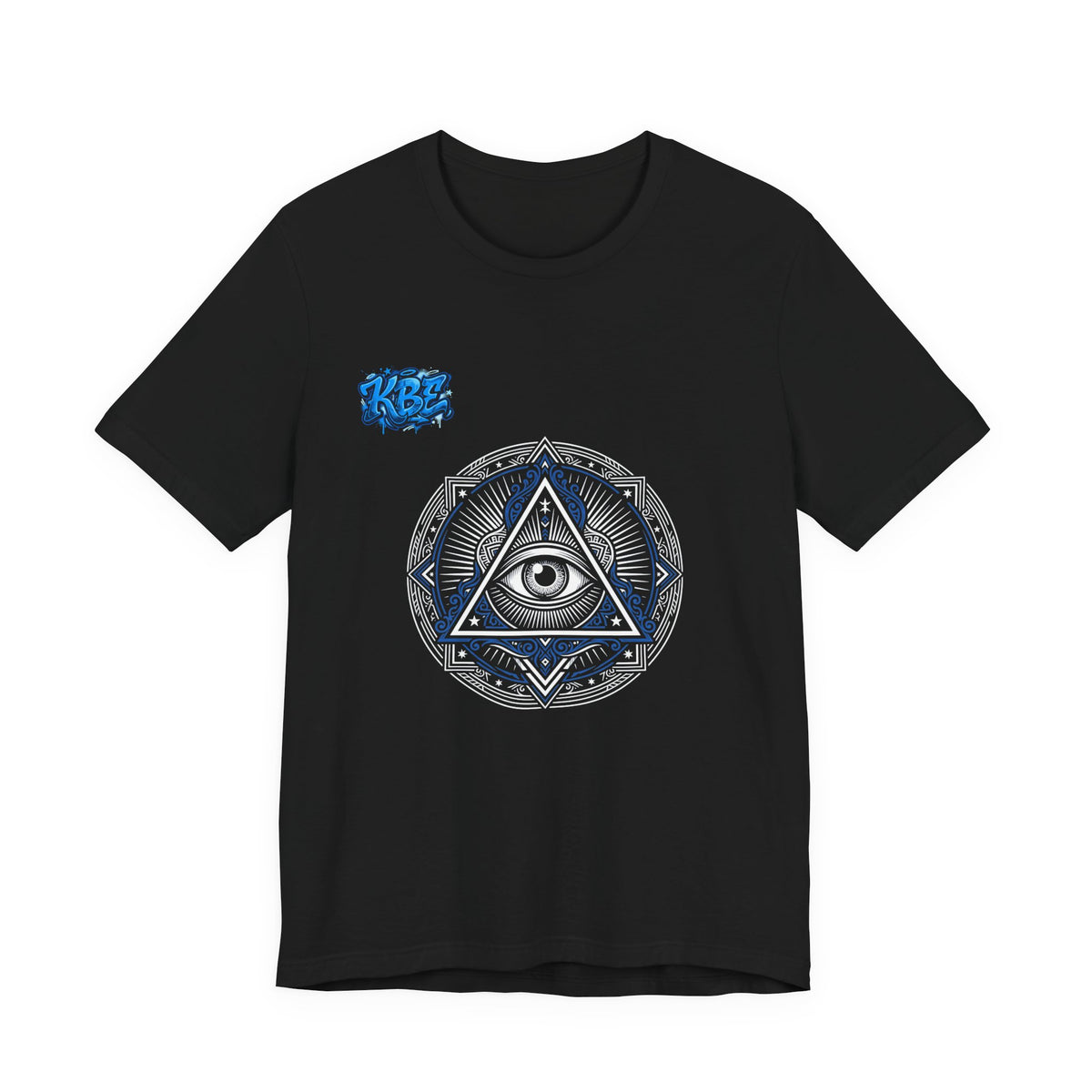 Mystic Moon Mandala Tee — Blue Crescent Graphic T-Shirt