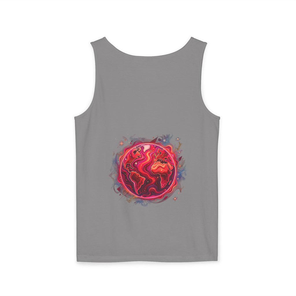 Red Planet Graphic Tank Top — '17/17' Streetwear Planet Design