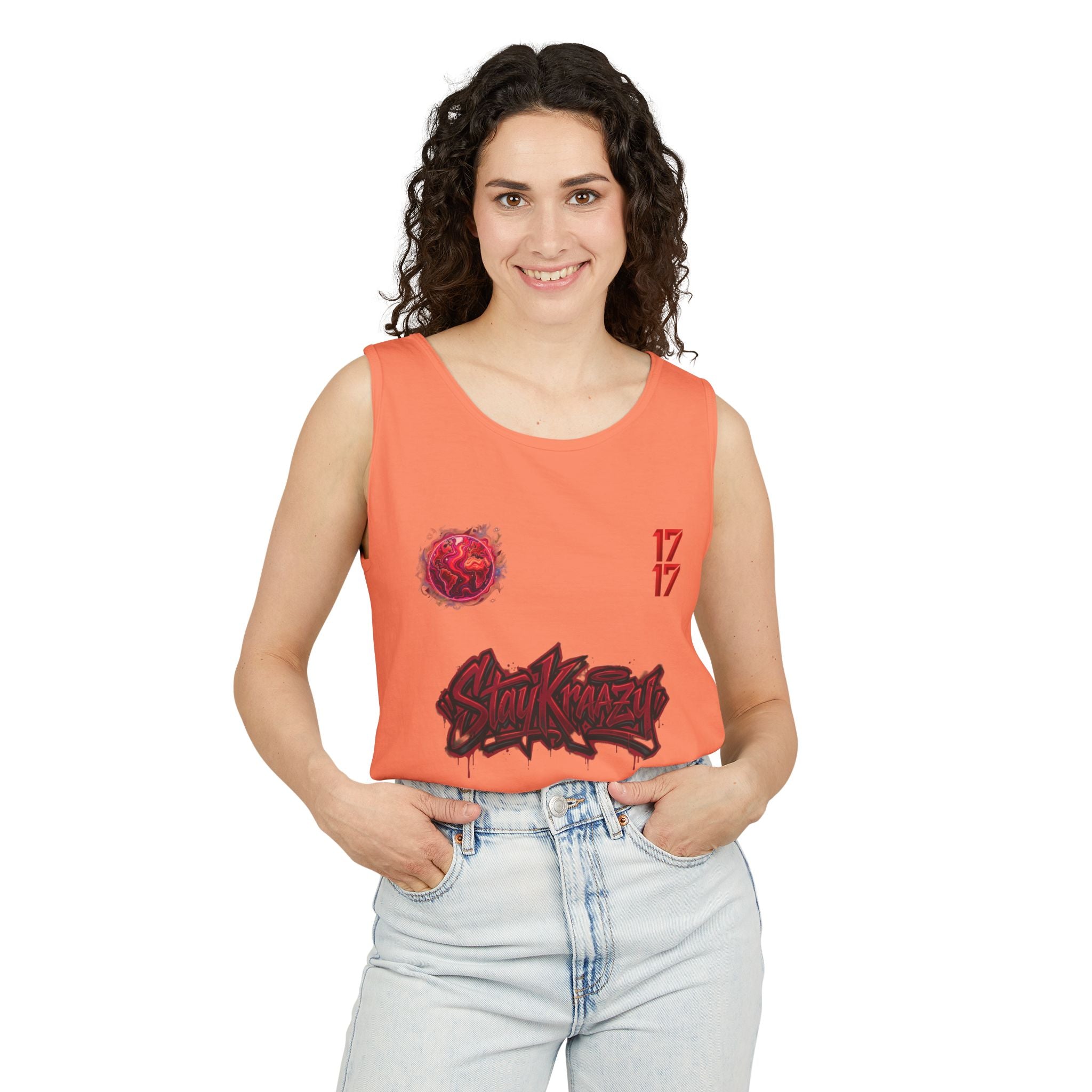 Red Planet Graphic Tank Top — '17/17' Streetwear Planet Design