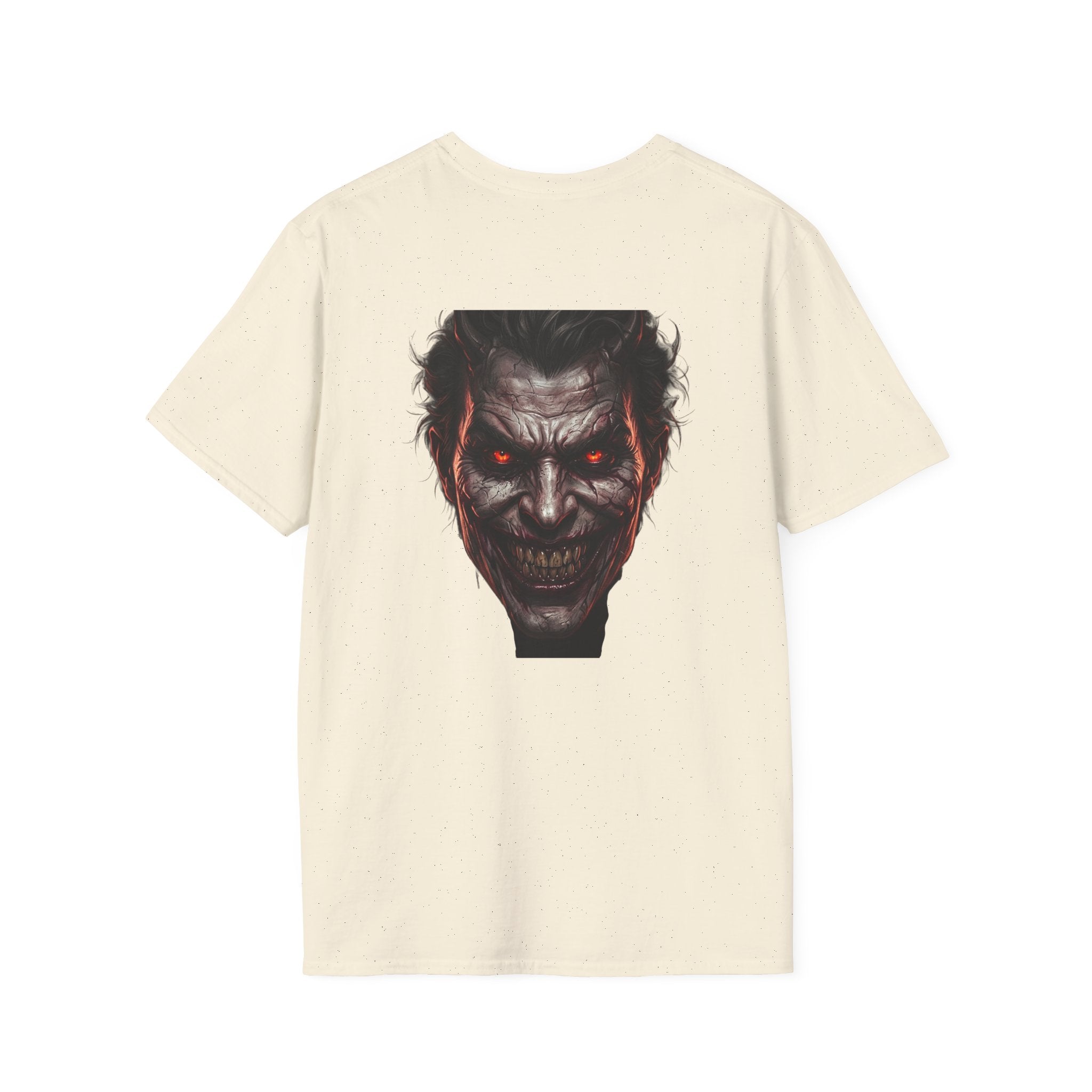 Horror Joker Face T-Shirt — Red-Eyed Villain Graphic Tee
