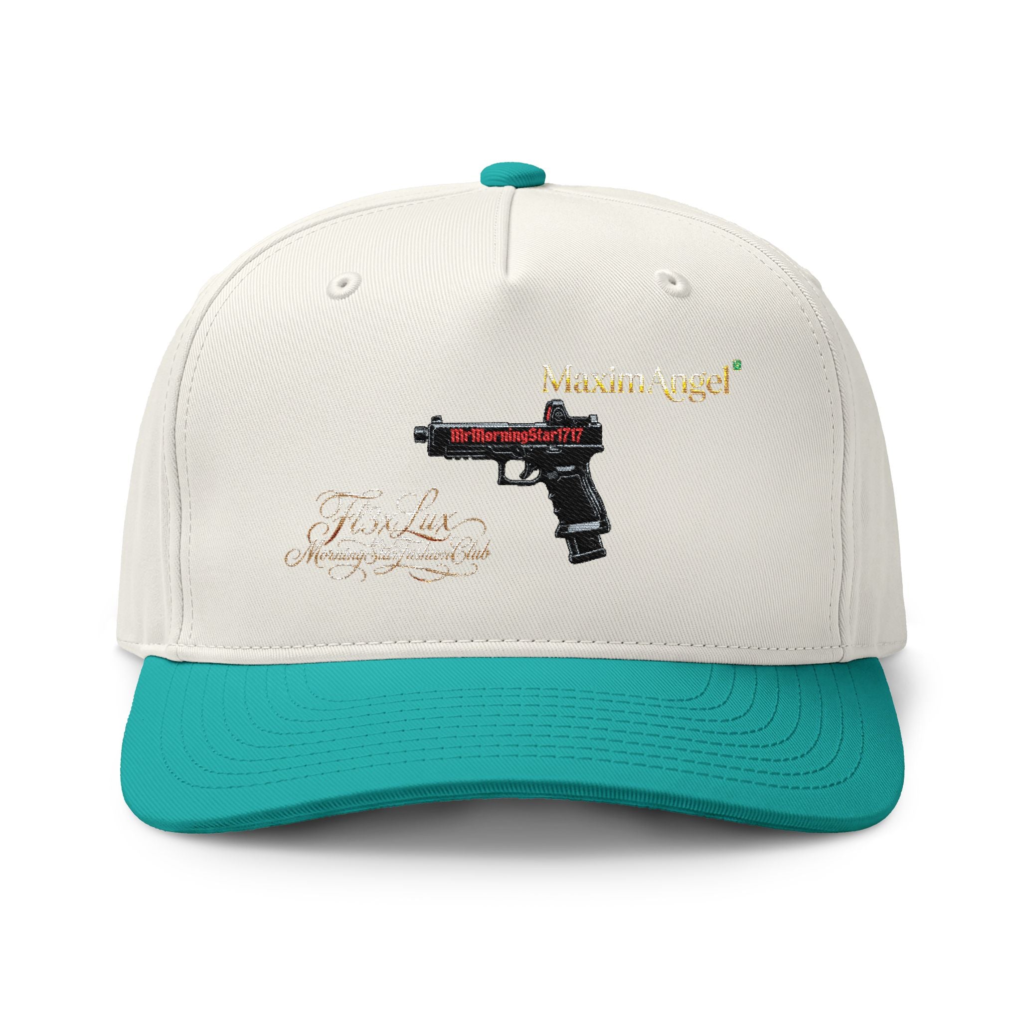 Two-Tone Cap — Embroidered Handgun Graphic "Marine Angel" Trucker Hat