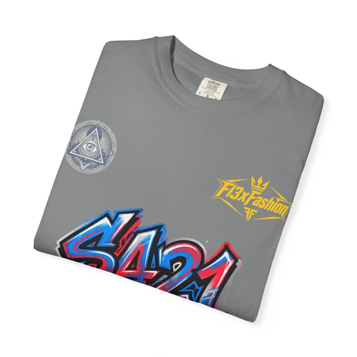 SA21 Graffiti T-Shirt — Urban Streetwear Tee with Drip Art & Tropical Patch