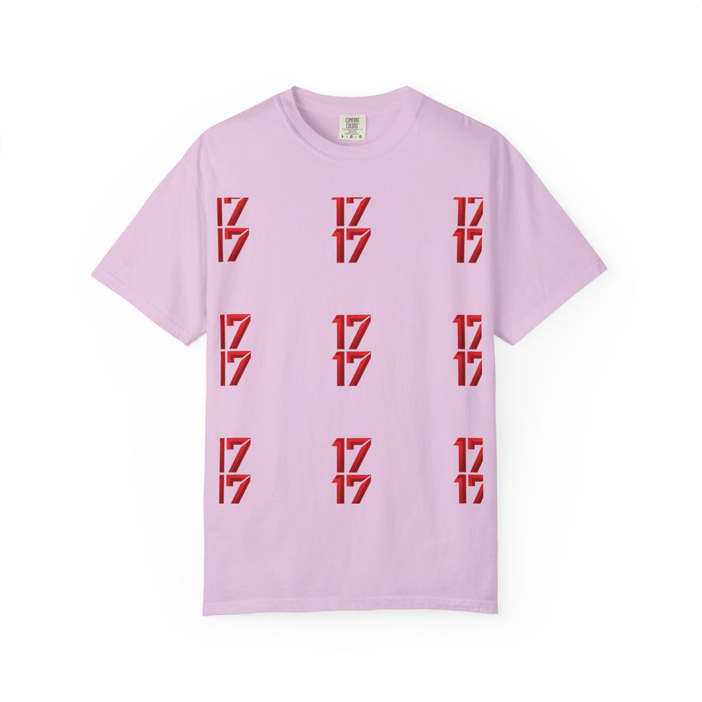 17 Pattern Graphic T-Shirt — Repeating Red Logo Tee