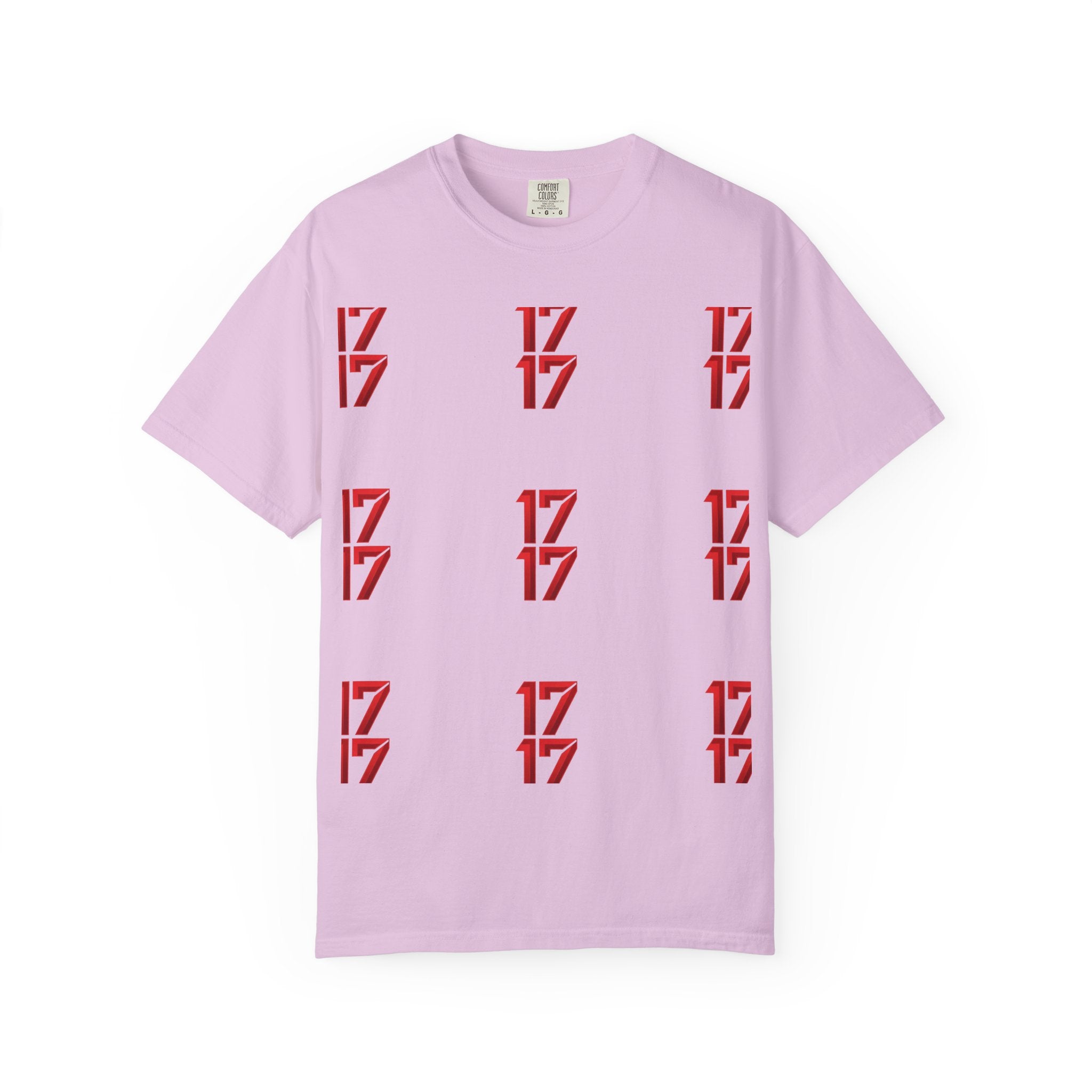 17 Pattern Graphic T-Shirt — Repeating Red Logo Tee