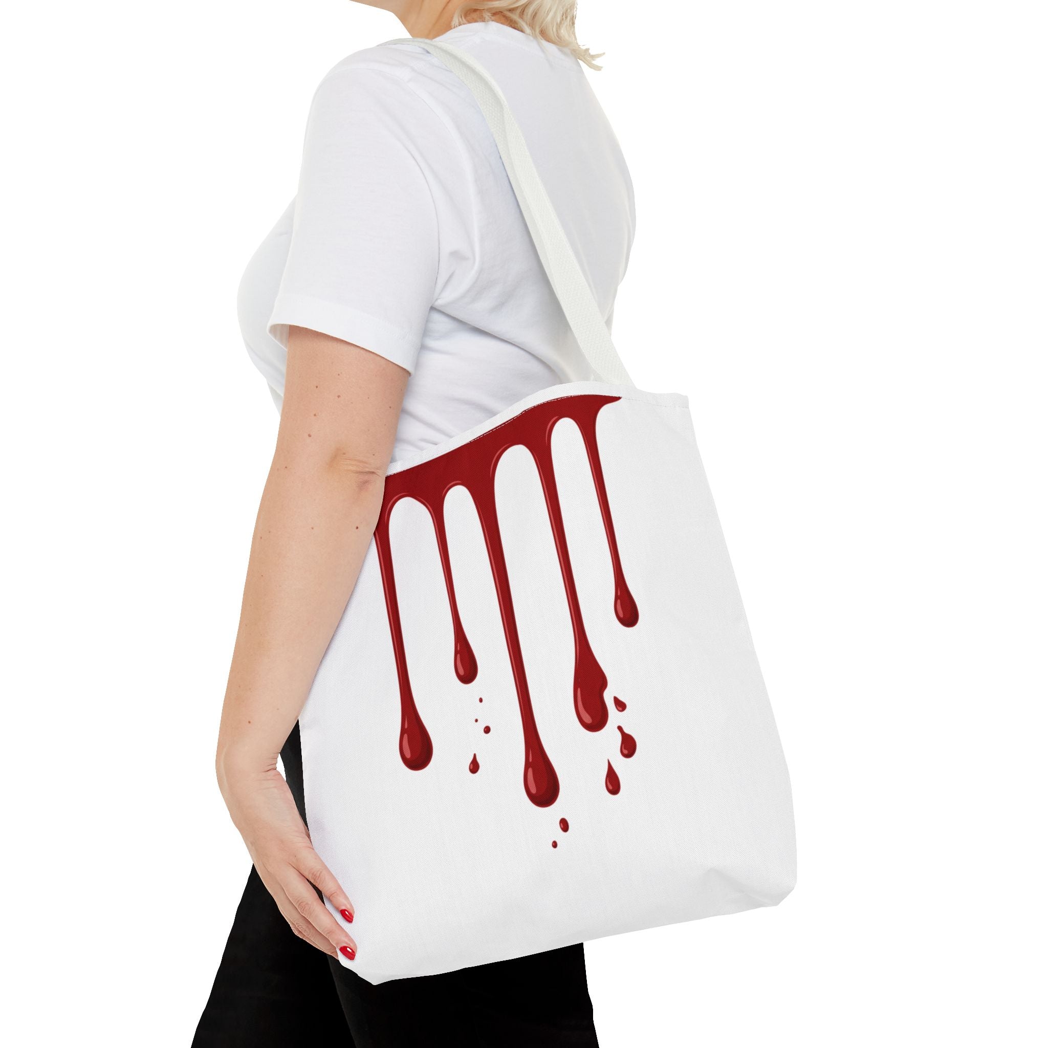 Dripping Blood Graphic Tote Bag — Red Horror Aesthetic Tote