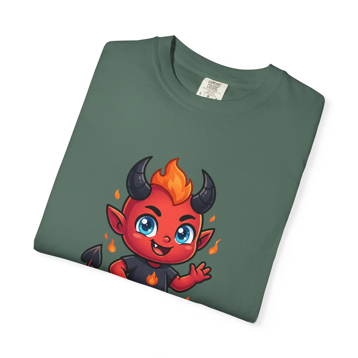 Devil Baby Graphic T-Shirt — Cute Red Demon Cartoon Tee with "FBfashionBaby" Script