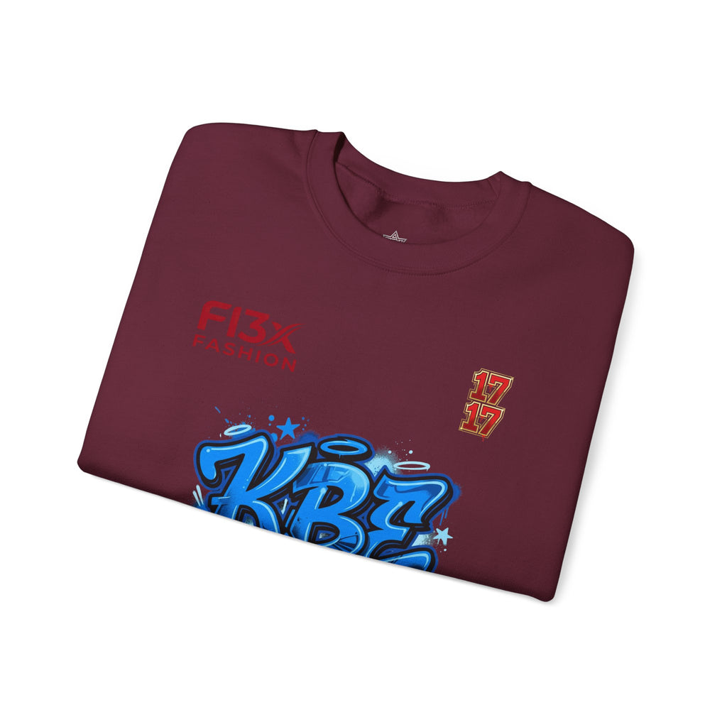KBZ Graffiti Crewneck Sweatshirt – Streetwear Pullover with Blue Urban Tag Design