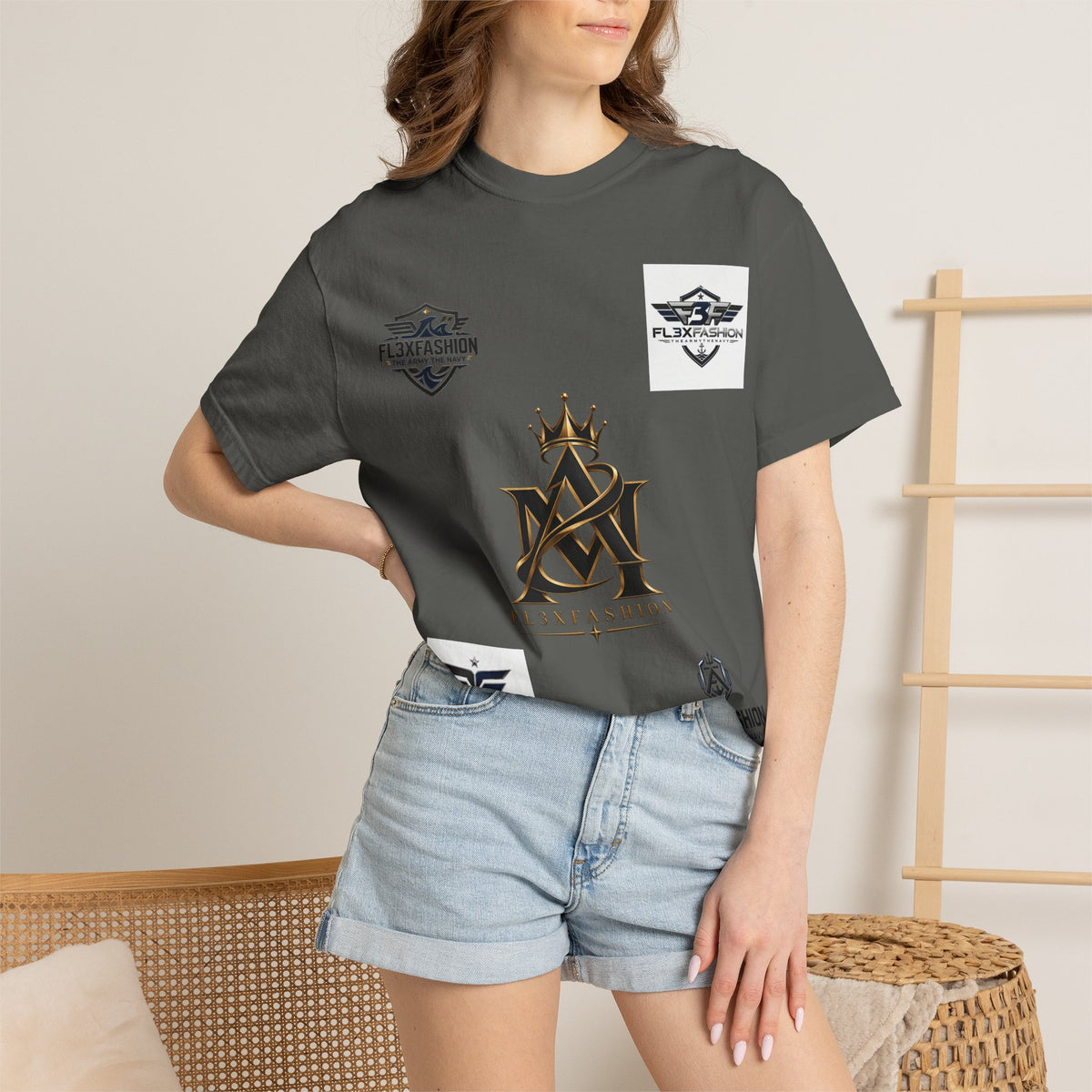 Graphic T-Shirt — Mythic Warrior Back Print with Crest Logos