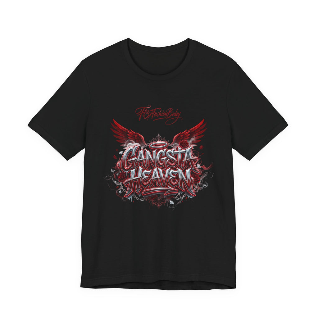 Gangsta Heaven Graphic Tee — Urban Winged Script T-Shirt