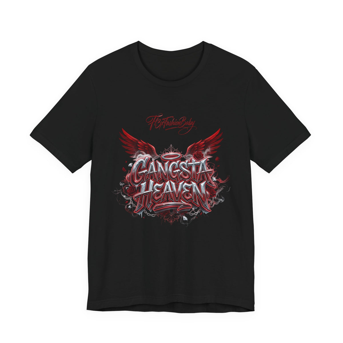 Gangsta Heaven Graphic Tee — Urban Winged Script T-Shirt