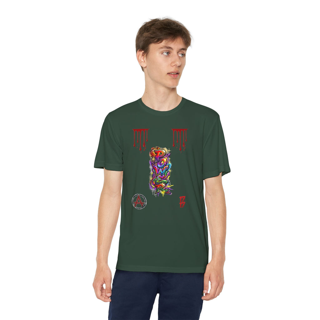 Youth Competitor Tee — Colorful Graffiti Anarchy Graphic T-Shirt
