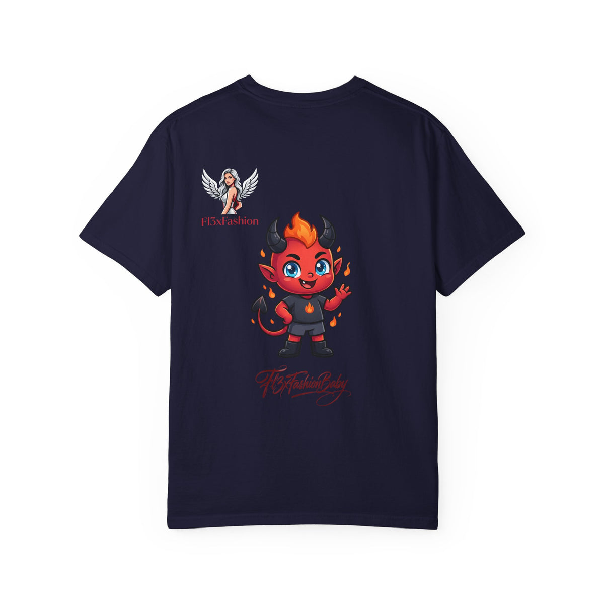 Devil Cartoon Graphic T-Shirt — Fiery Cute Demon Design