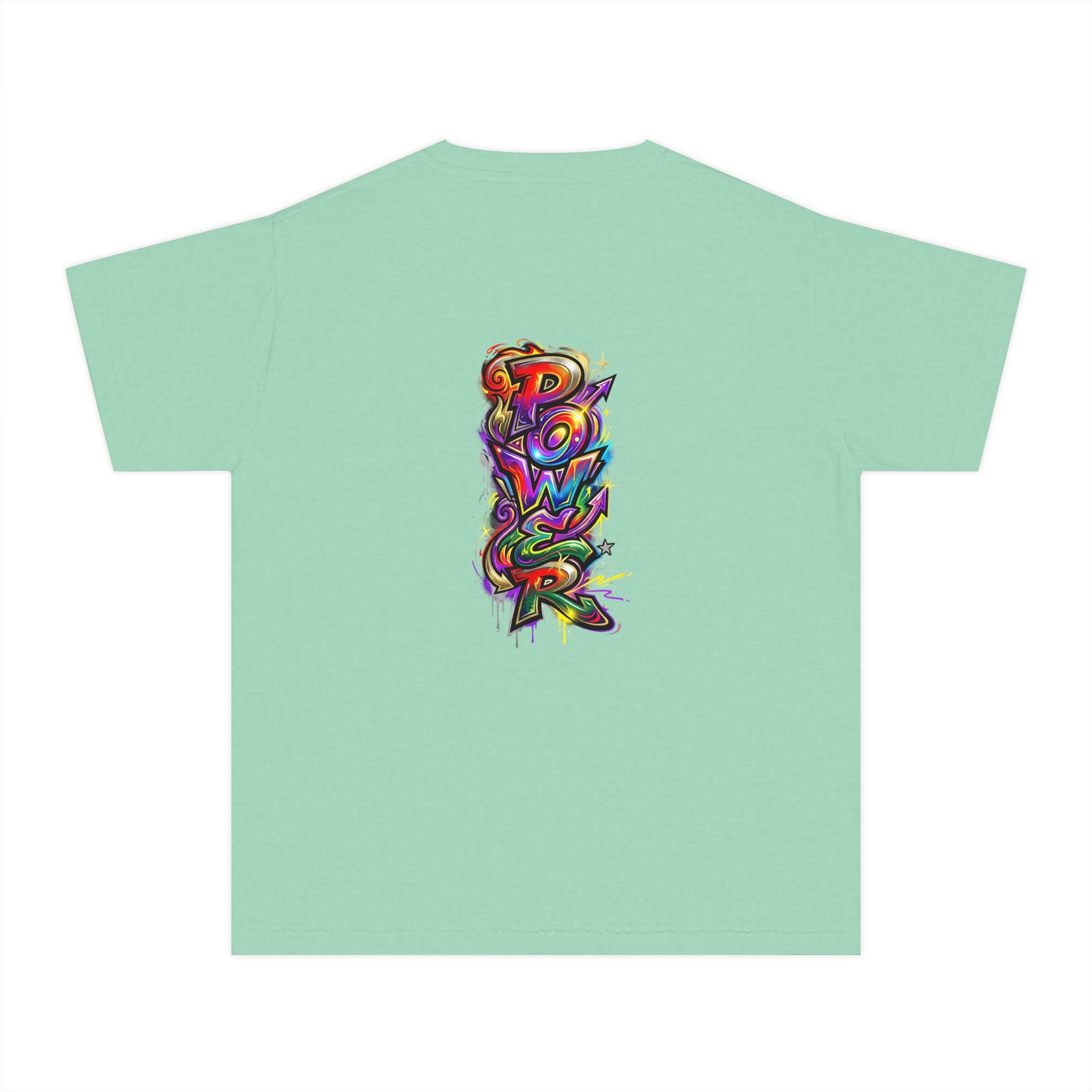 Youth Tee - Colorful 'Power' Graffiti Vertical Graphic