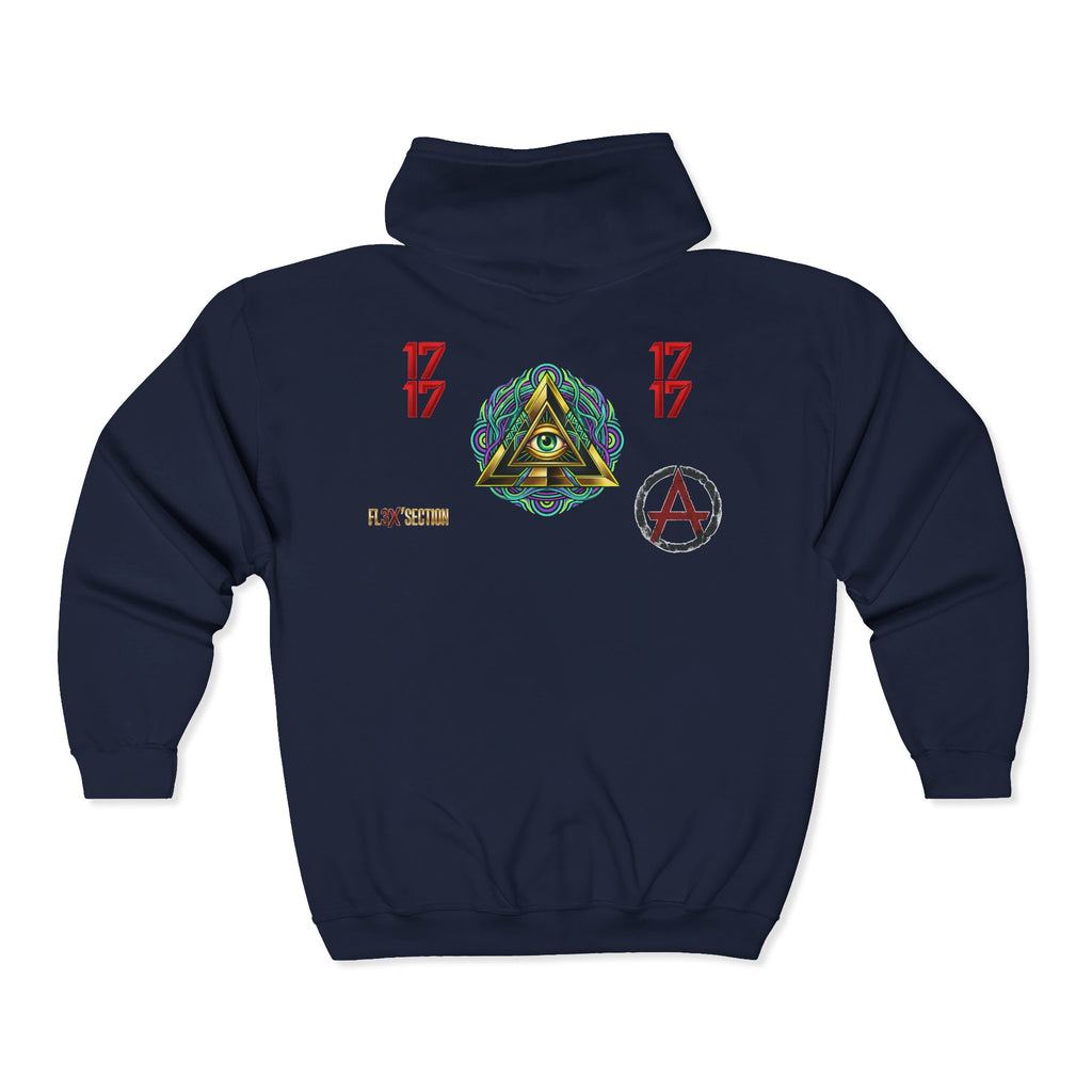 All-Seeing Eye Zip Hoodie — Psychedelic Geometric Graphic Sweatshirt
