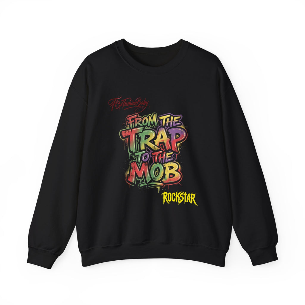 From the Trap to the Mob Crewneck Sweatshirt — Colorful Streetwear Graphic