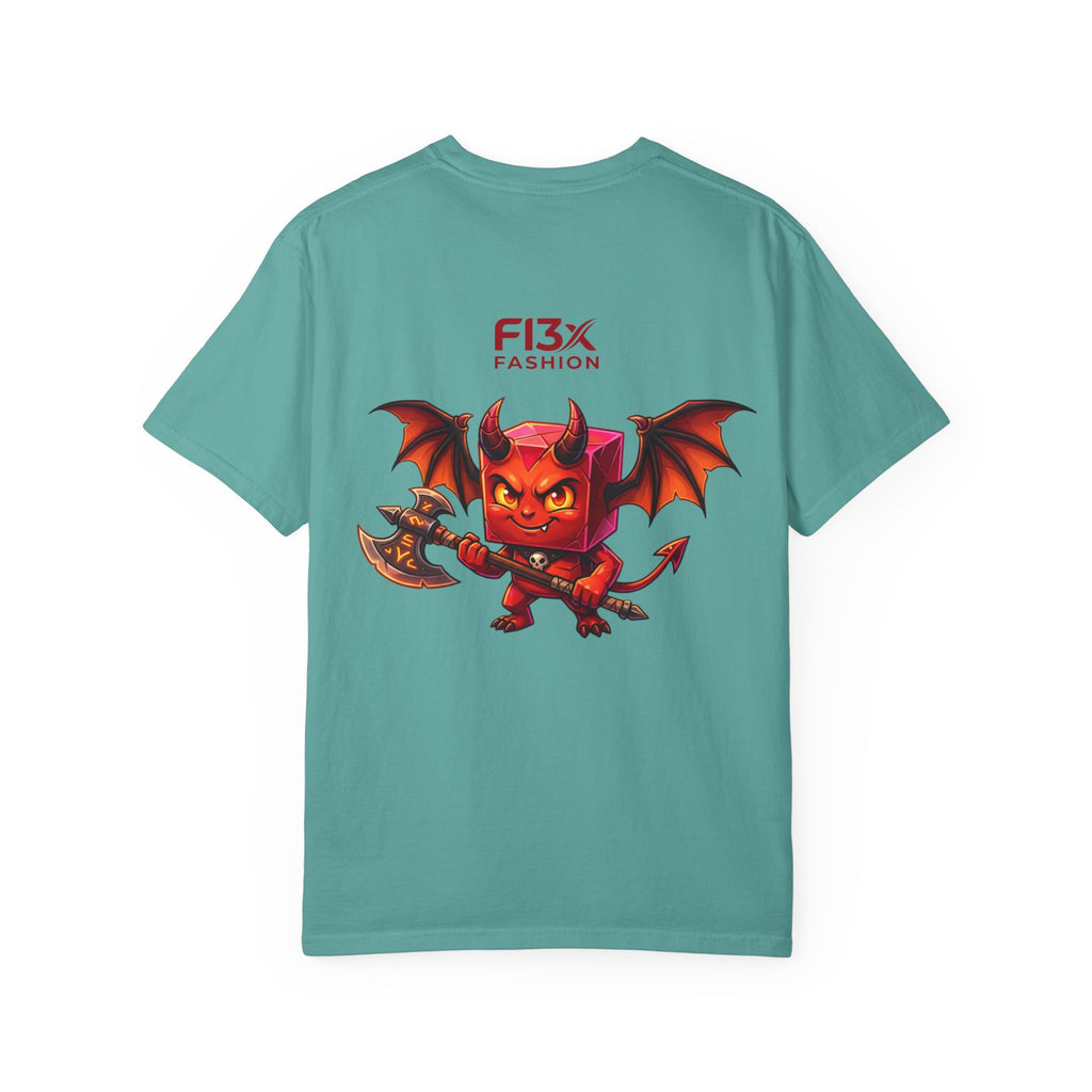 Devil Mascot T-Shirt — 'F13X Fashion' Graphic Tee (Front Chest & Back Print)