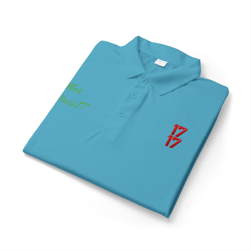 Embroidered 17/17 Polo Shirt with 'Max Crew!!' Accent