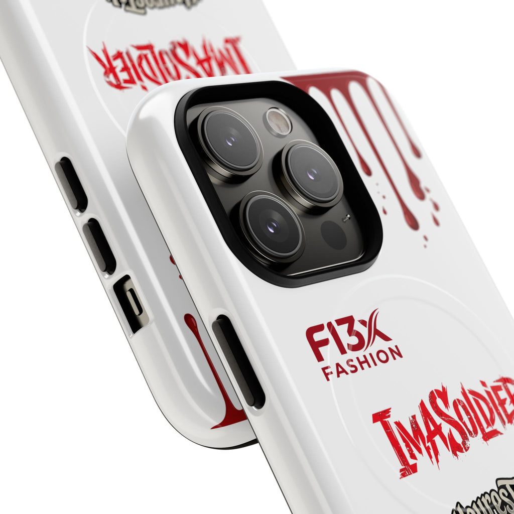 Tough Magnetic Phone Case — 'ImASoldier' Blood Drip Gaming Design