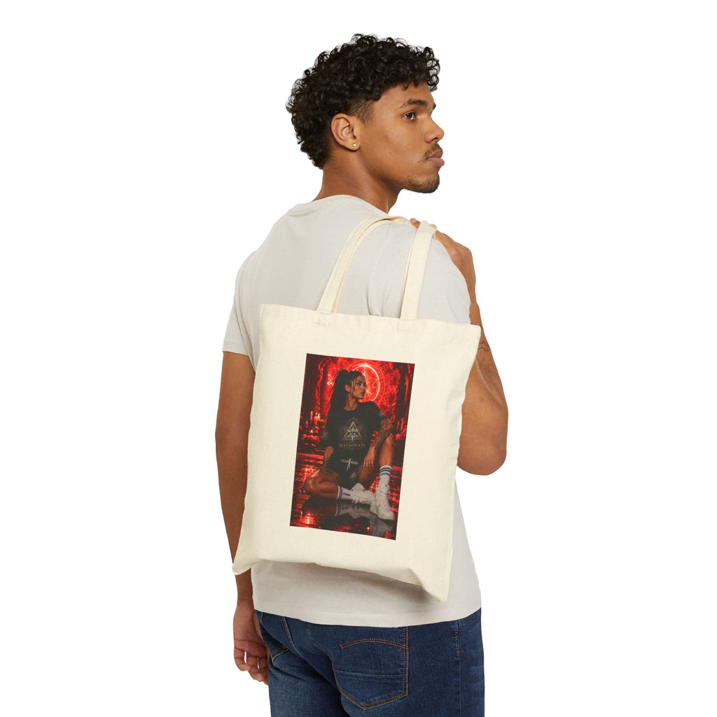 Canvas Tote — Retro Neon Portrait Beach Vibe Tote Bag