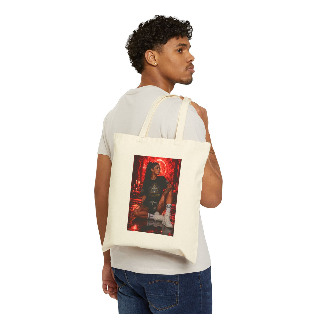 Canvas Tote — Retro Neon Portrait Beach Vibe Tote Bag