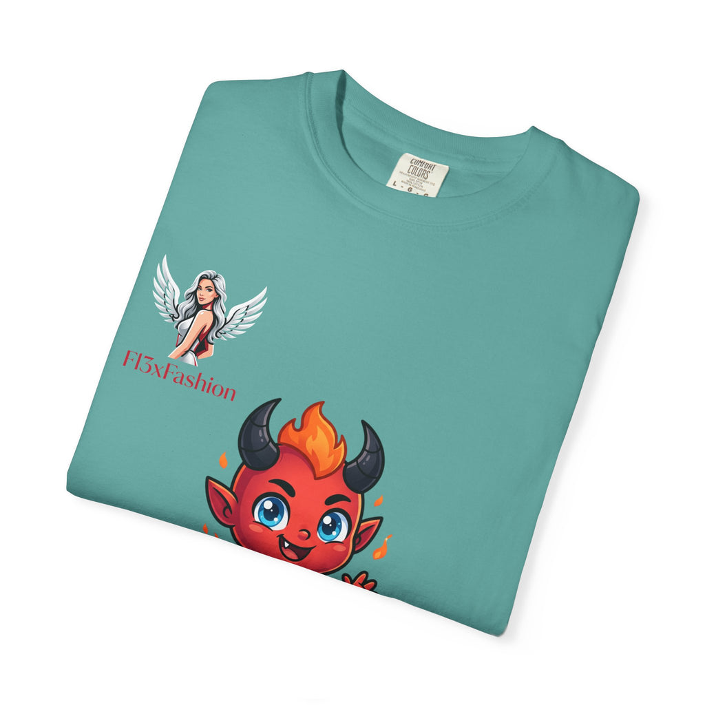 Devil Cartoon Graphic T-Shirt — Fiery Cute Demon Design