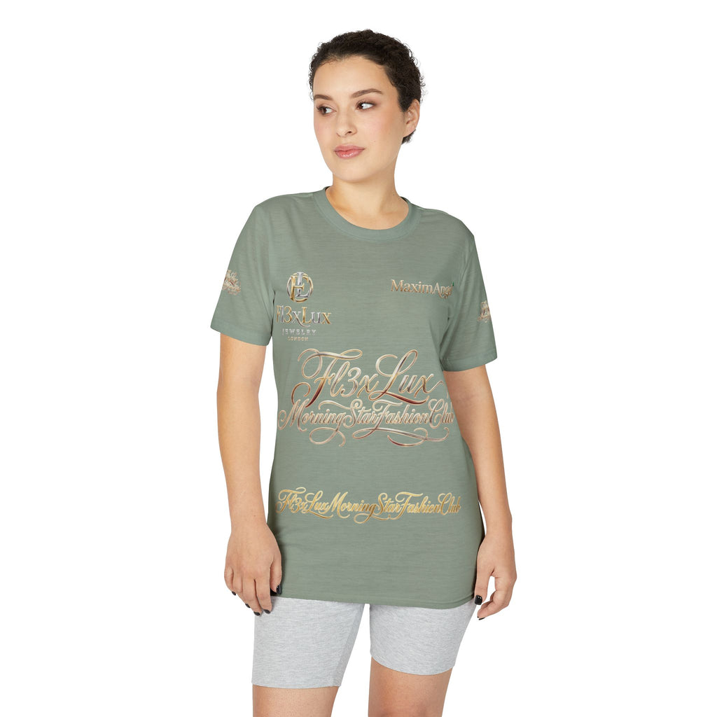 Luxury Gold Script Performance T-Shirt — F3xLux Morning Stay Fashion Club Design