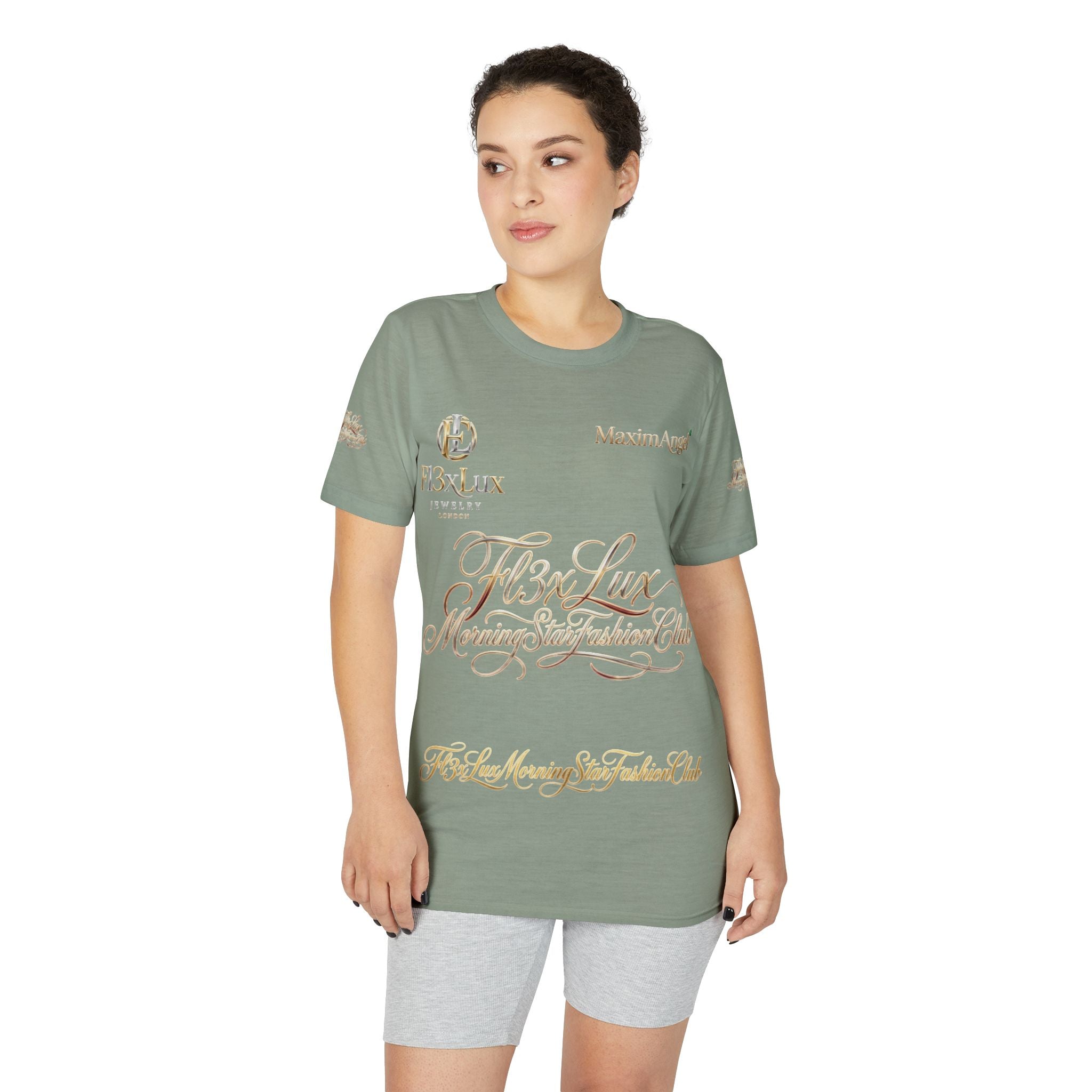 Luxury Gold Script Performance T-Shirt — F3xLux Morning Stay Fashion Club Design
