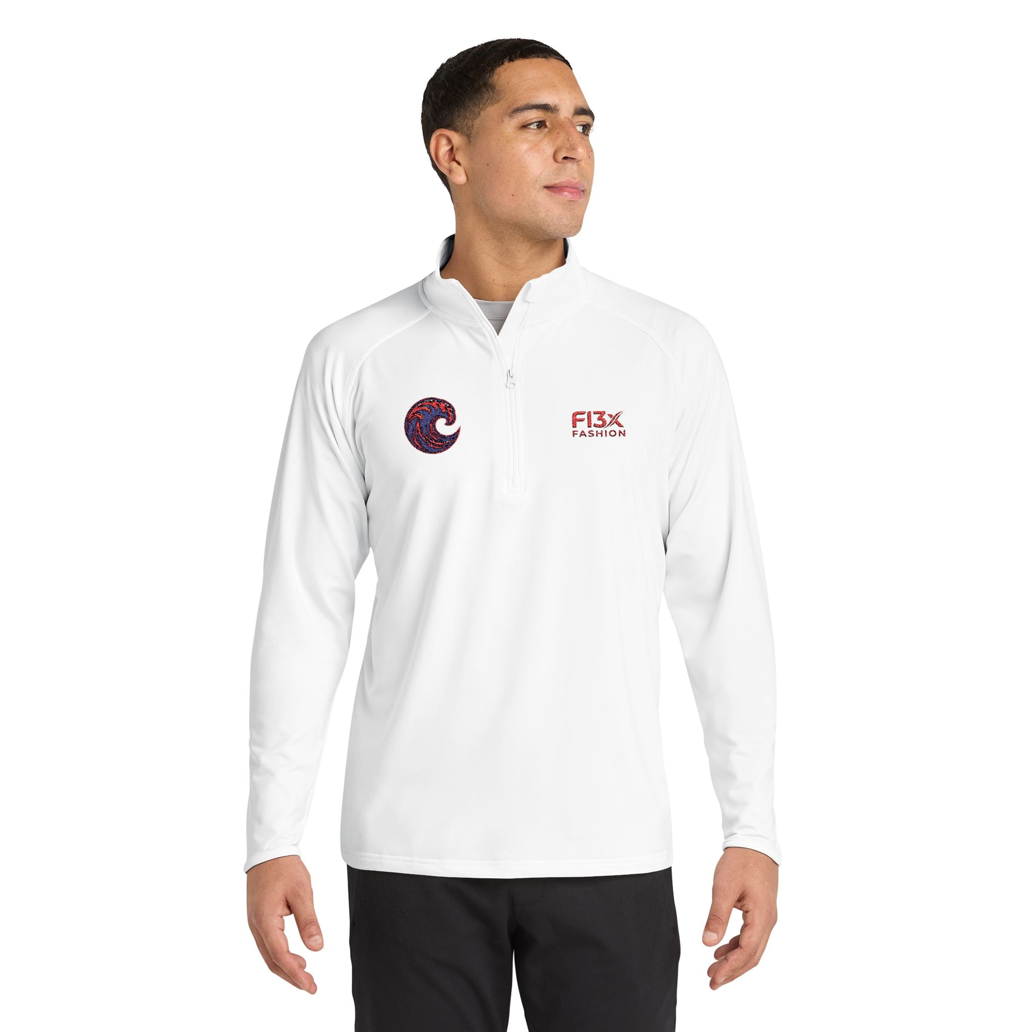 Embroidered Men's Quarter-Zip Pullover — FISX Racing Logo