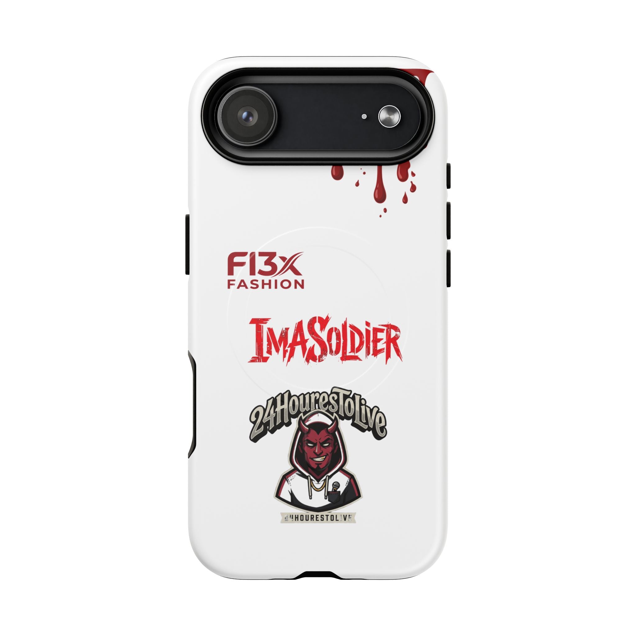 Tough Magnetic Phone Case — 'ImASoldier' Blood Drip Gaming Design