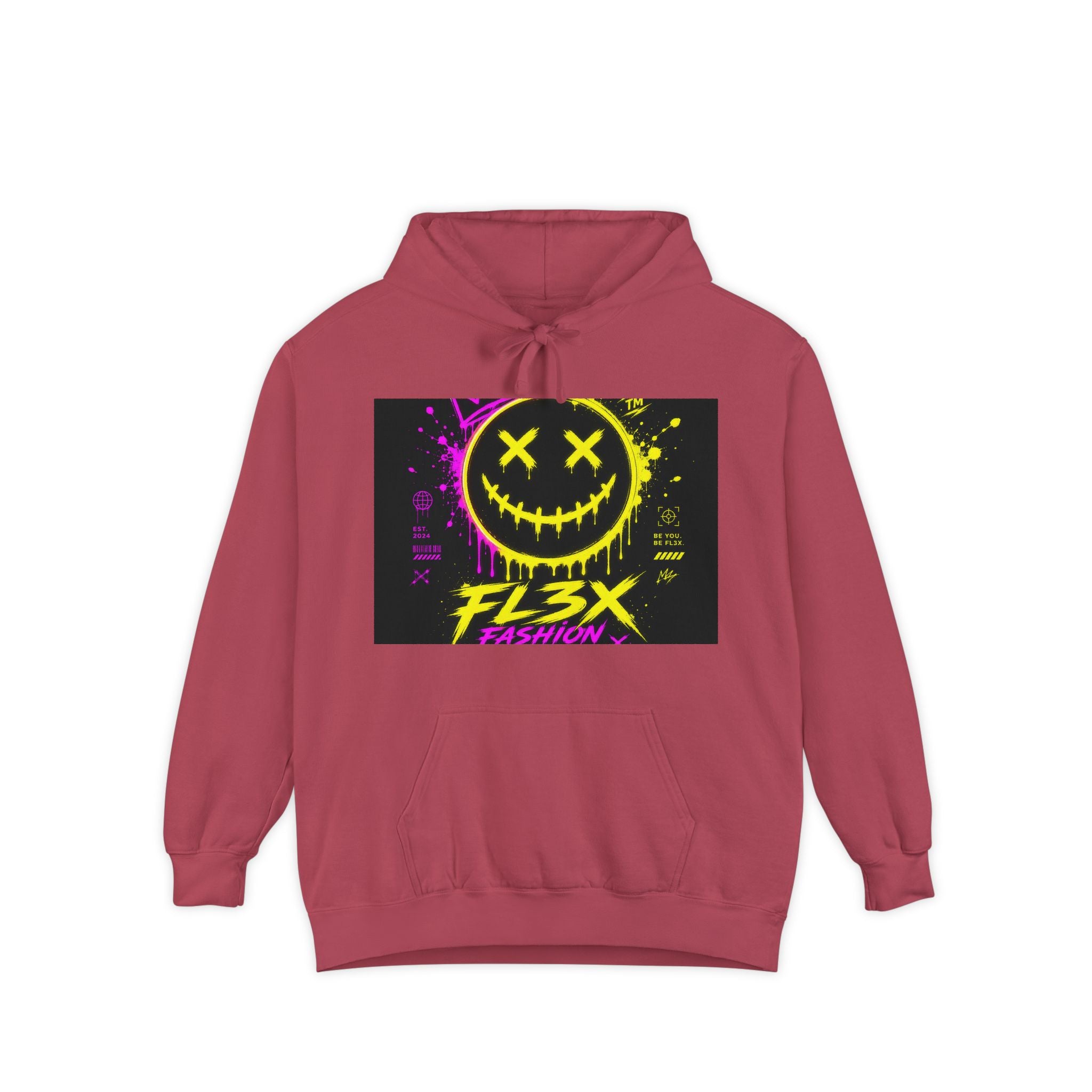 Graffiti Smiley Hoodie — FL3X Neon Streetwear Pullover