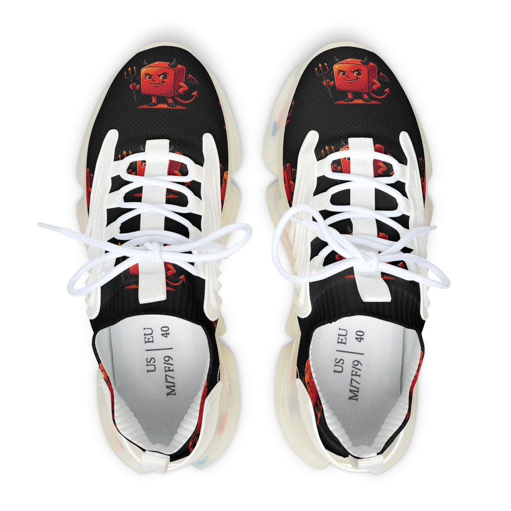 Women's Mesh Sneakers — Black Graphic Retro Cartoon Face Athletic Shoes