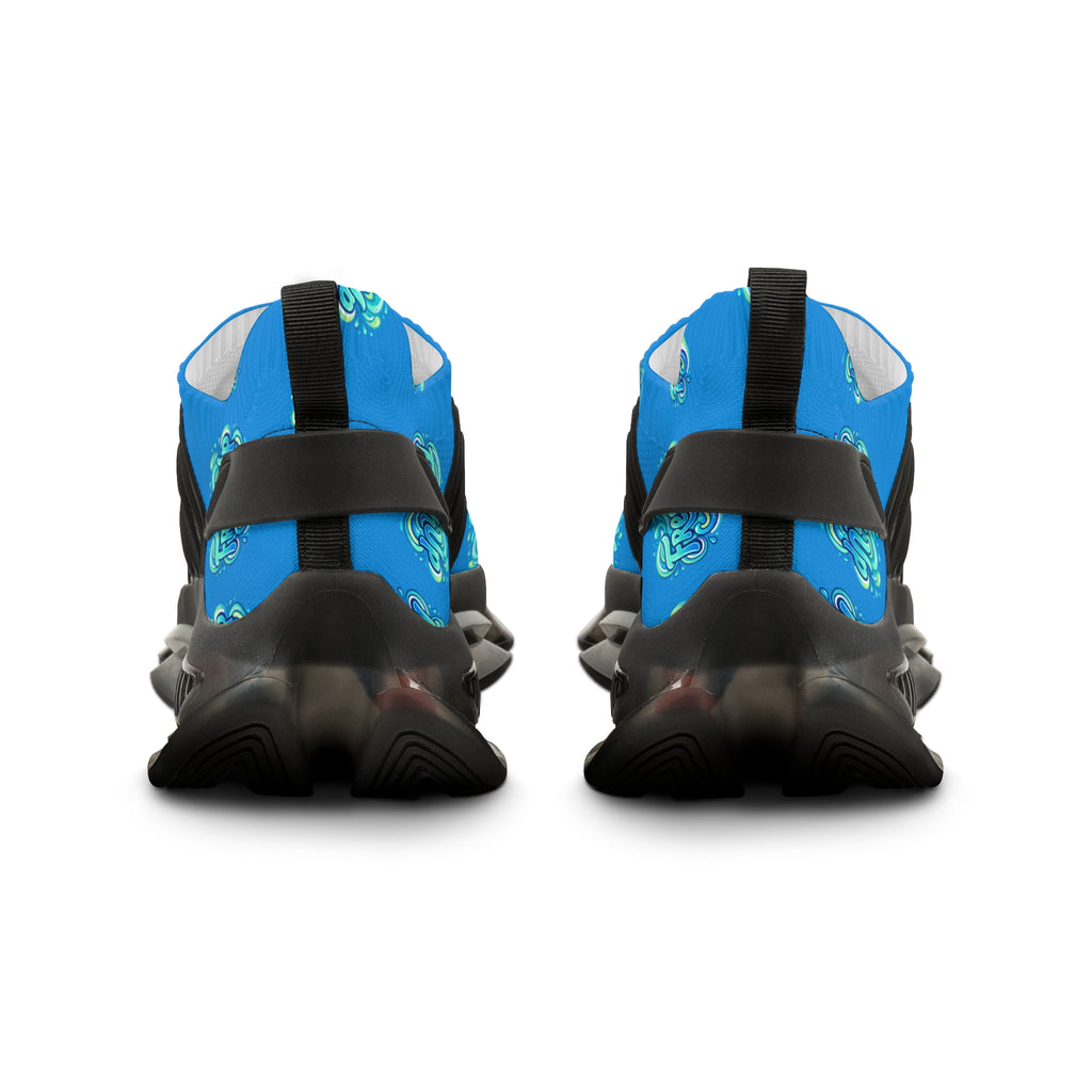 Mesh Sneakers — Blue 'Fresh Up' Patterned Athletic Shoes