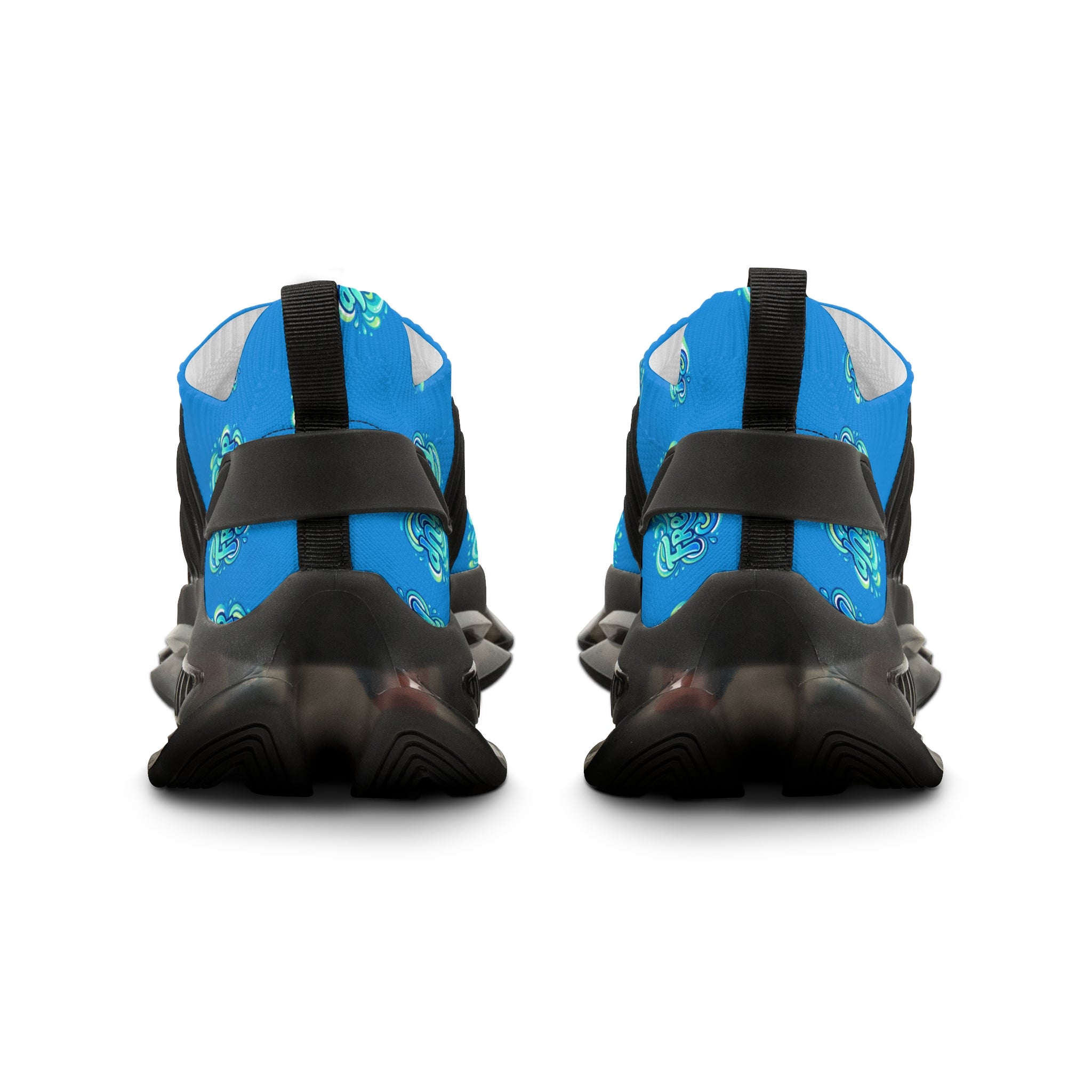 Mesh Sneakers — Blue 'Fresh Up' Patterned Athletic Shoes