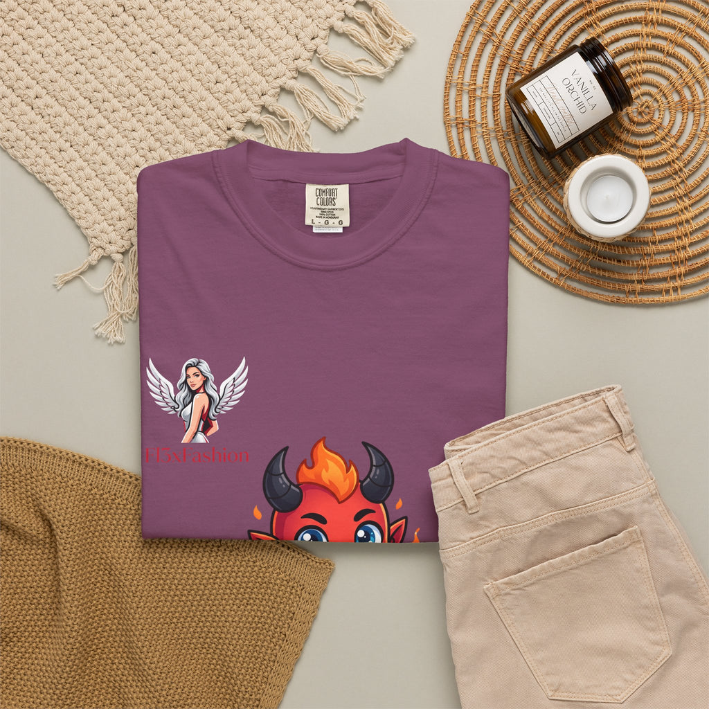 Devil Cartoon Graphic T-Shirt — Fiery Cute Demon Design