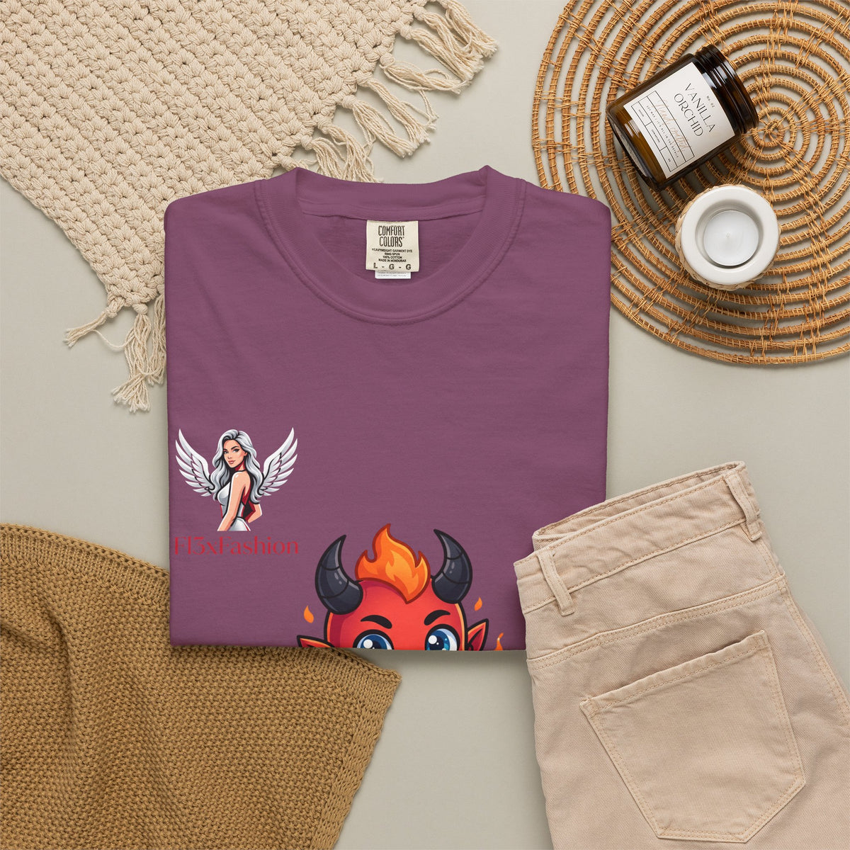 Devil Cartoon Graphic T-Shirt — Fiery Cute Demon Design