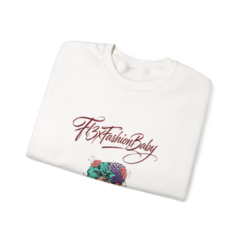 Crewneck Sweatshirt — "FitFashionBaby" Floral Afro Portrait