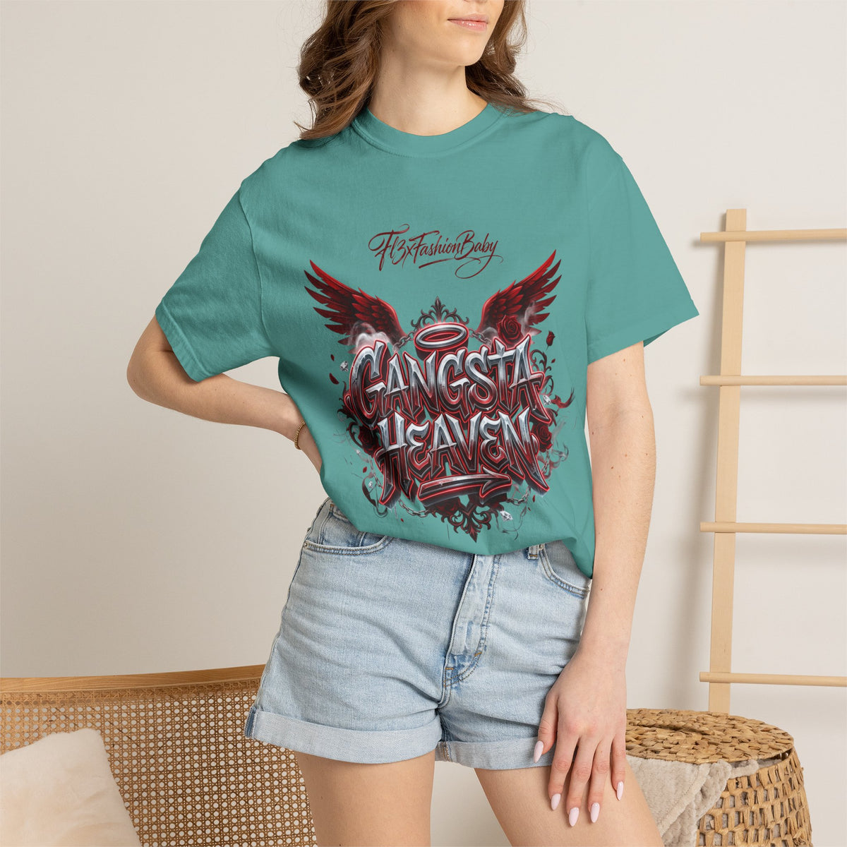 Gangsta Heaven Graphic T-Shirt — Scripted Front & Vertical Kanji Back