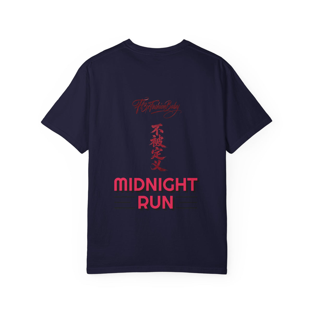 Midnight Run Tee — Vertical Japanese Script Graphic T-Shirt