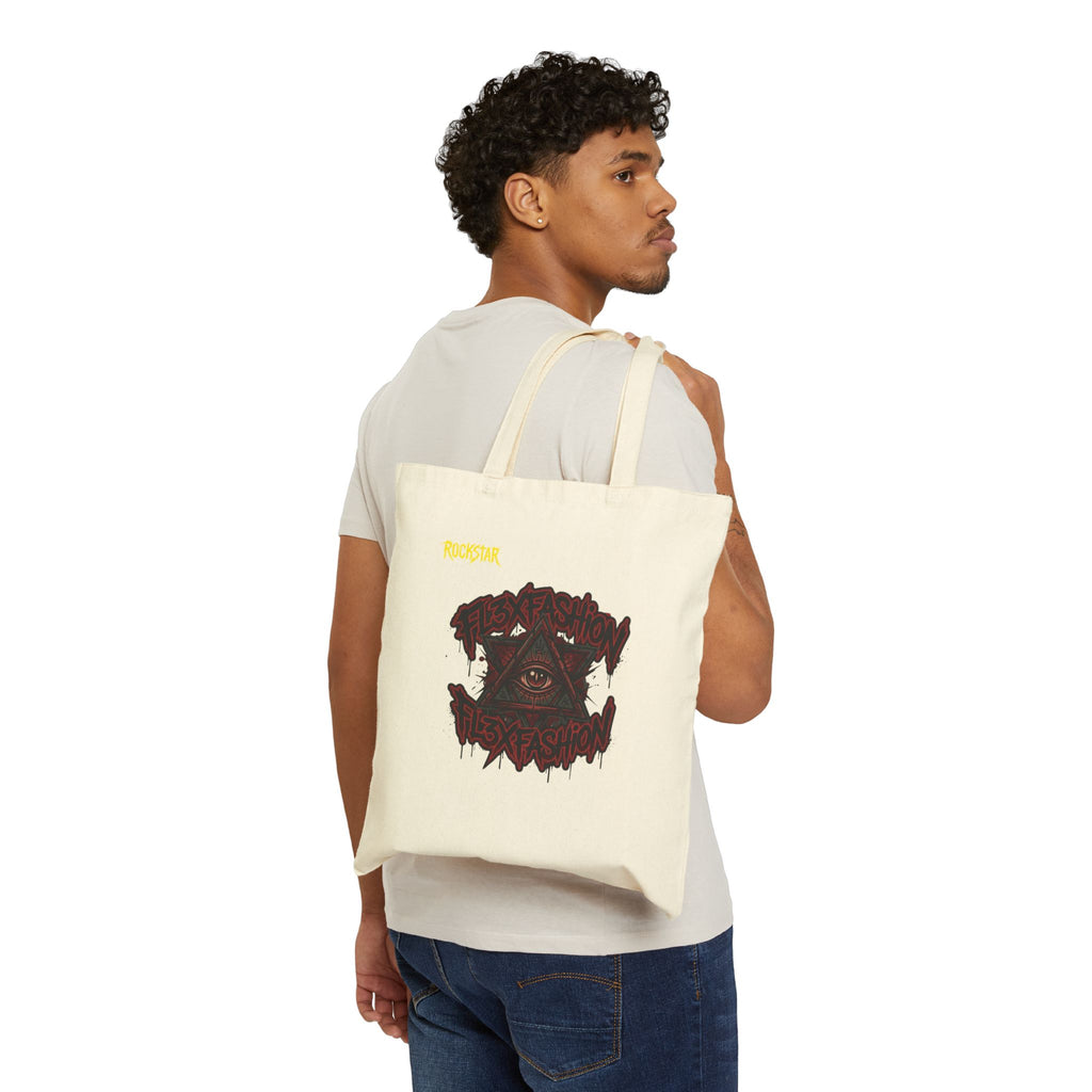 Occult Pug Canvas Tote — 'Eye of Pug' Gothic Cotton Bag