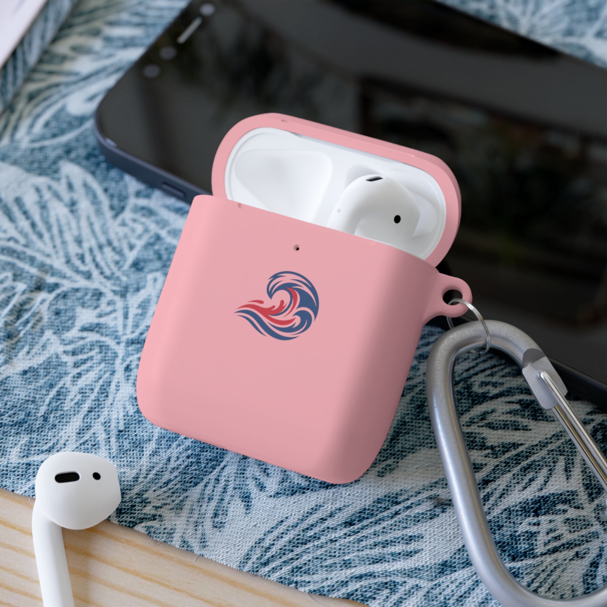 Wave Crest AirPods Case Cover - Patriotic Red White Blue Swirl
