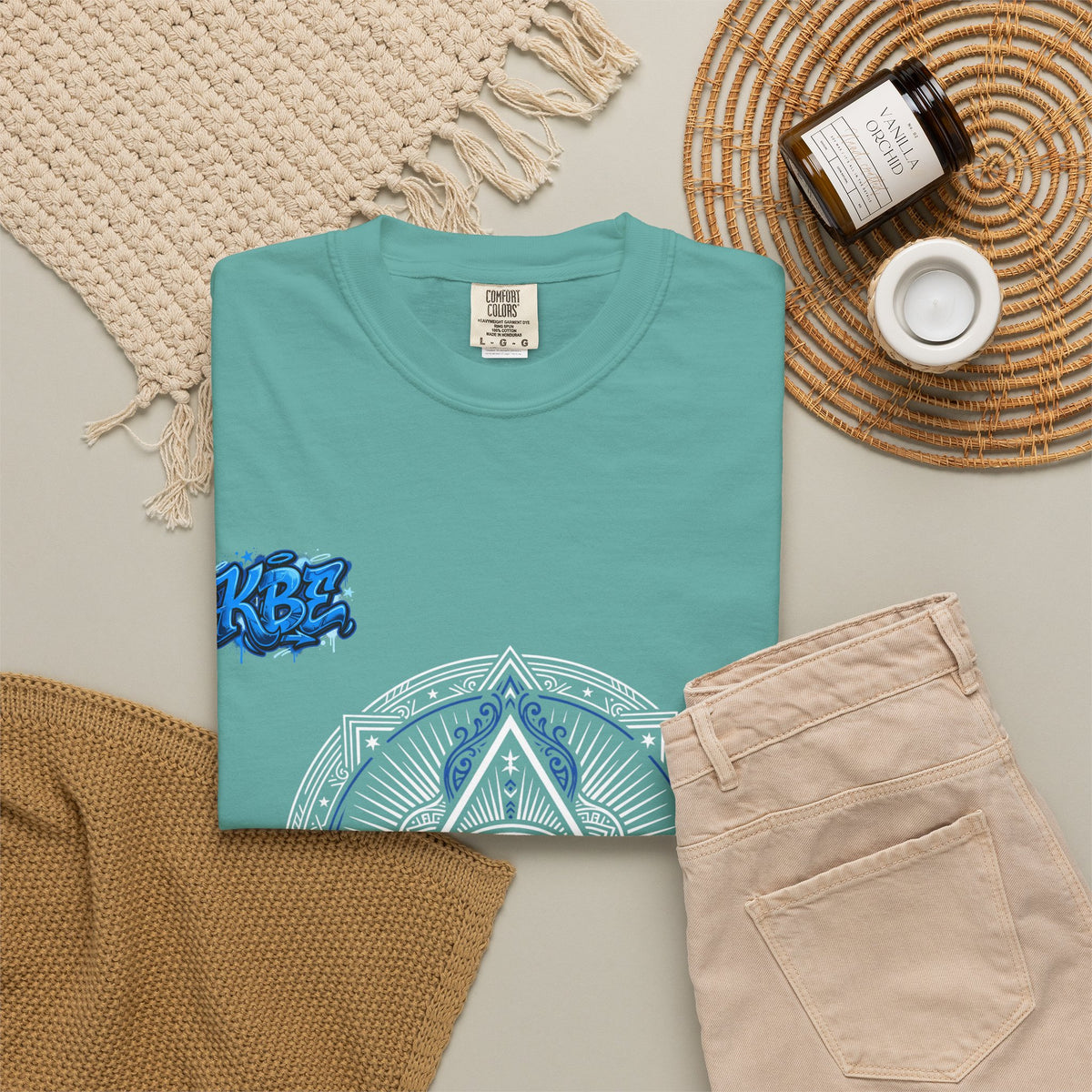 T-Shirt — Blue Geometric Mandala Bandana Graphic