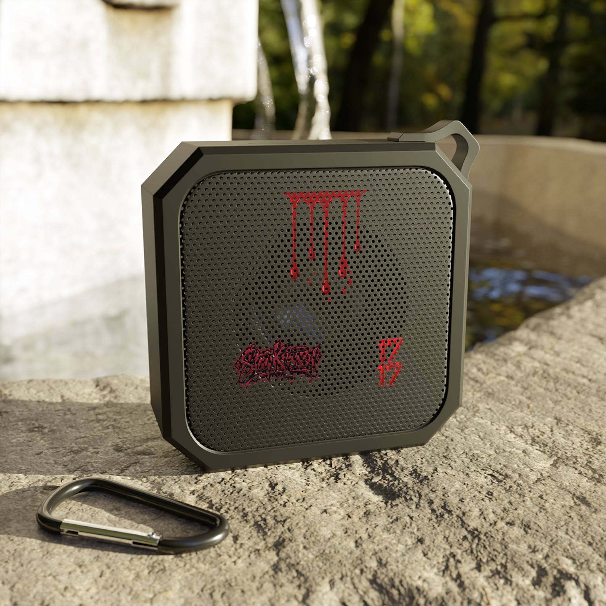 Outdoor Bluetooth Speaker — Blackwater Rugged Speaker with Dripping Red Logo