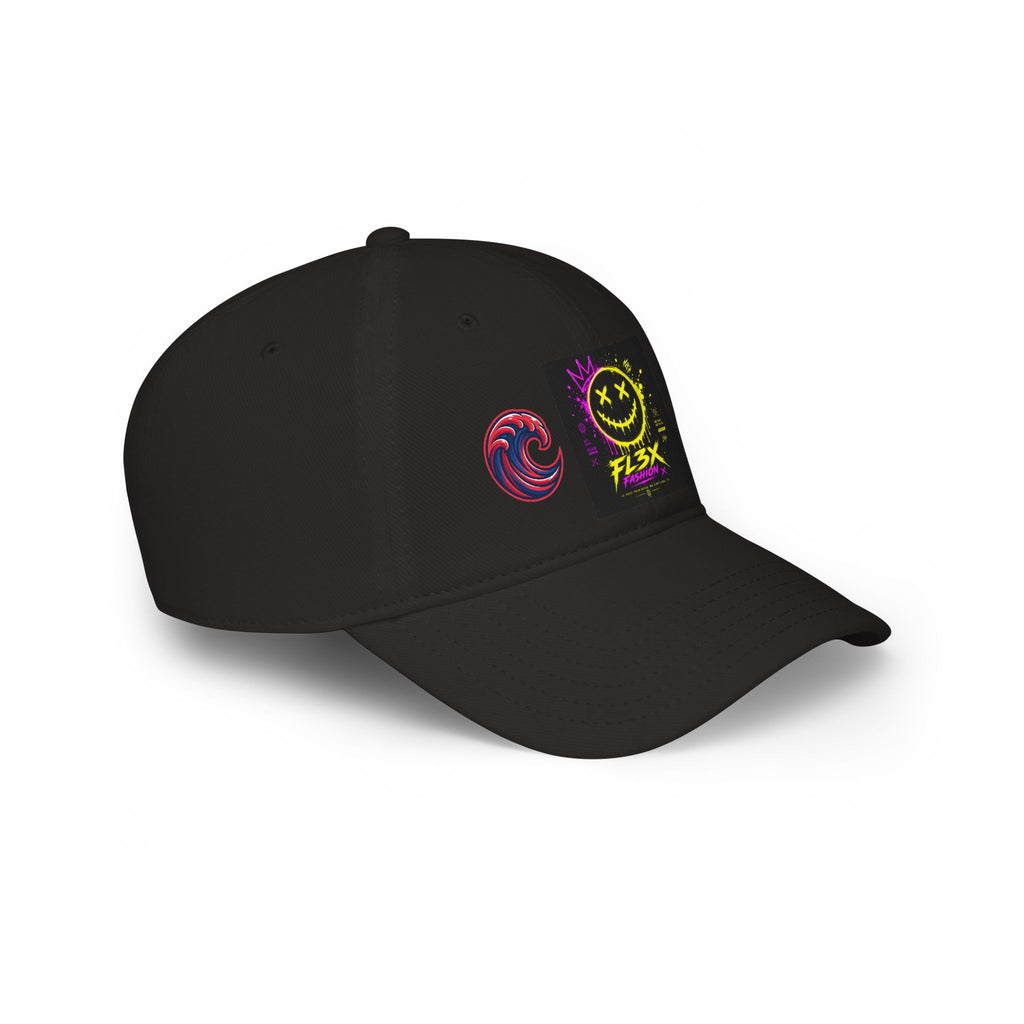 Low Profile Baseball Cap — Neon Grin Streetwear Hat with 'FL3X' Graphic