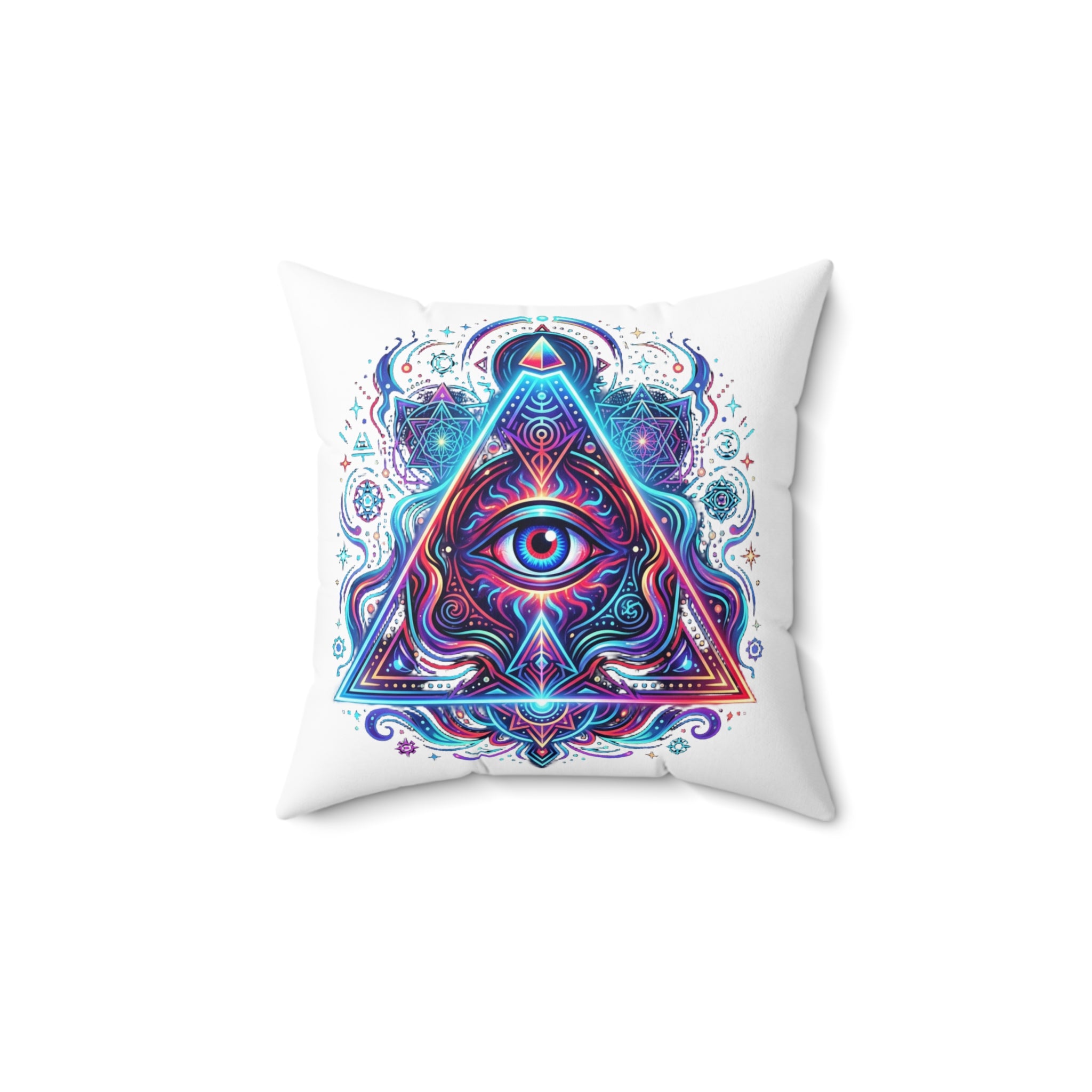 Mystic Third Eye Triangle Pillow - Psychedelic Spiritual Decorative Throw